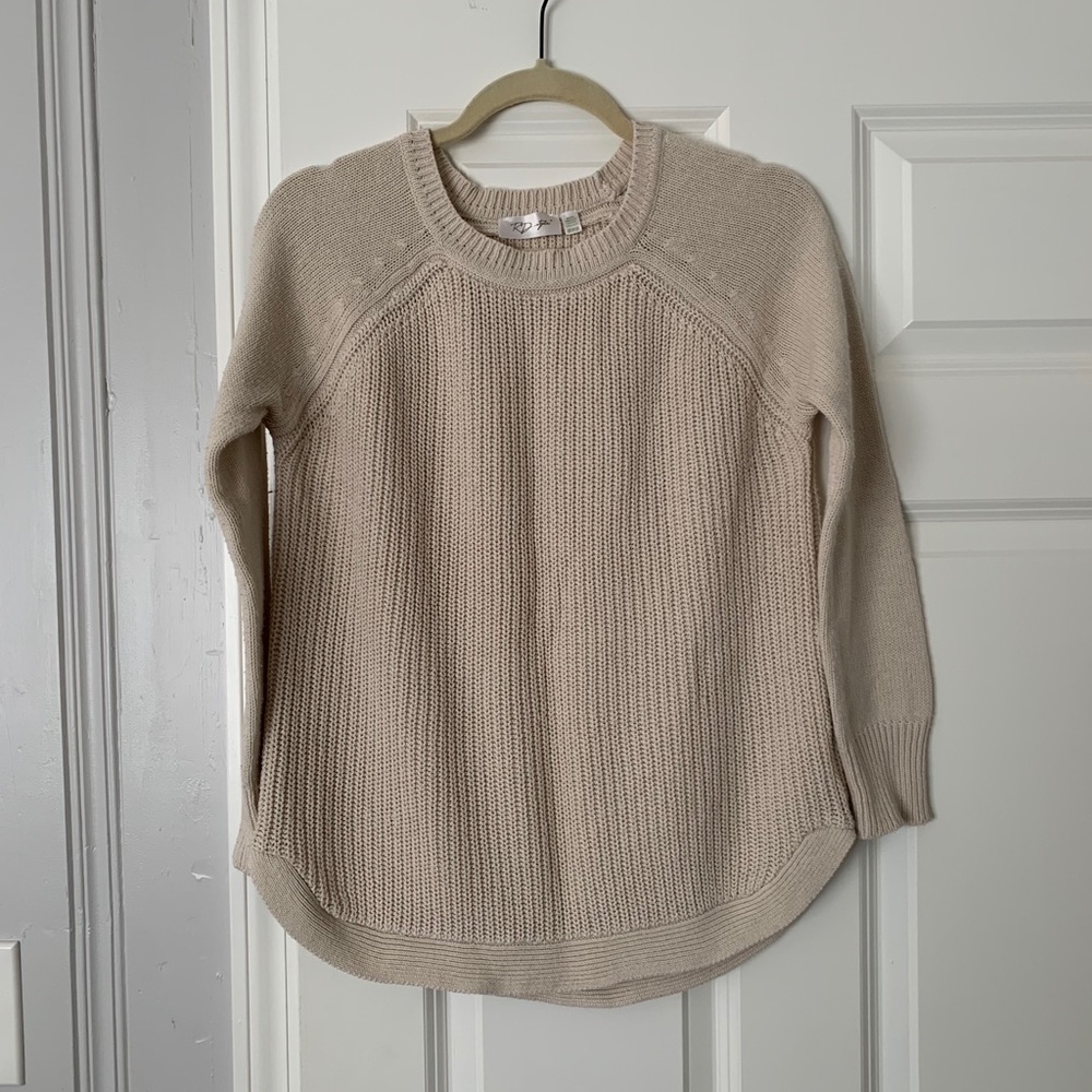 Cream Crew Neck Tunic Sweater
